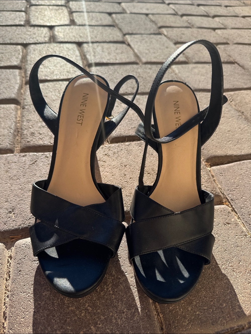 Nine West Black Crisscross Slingback Heels